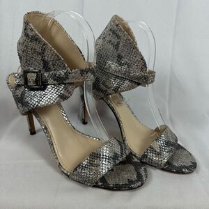 Vince Camuto Tarma Faux Snakeskin Leather Dress Sandals Open Toe Heels 8.5M